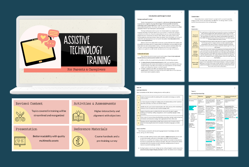 Course redesign including a design case document and pitch deck presentation.